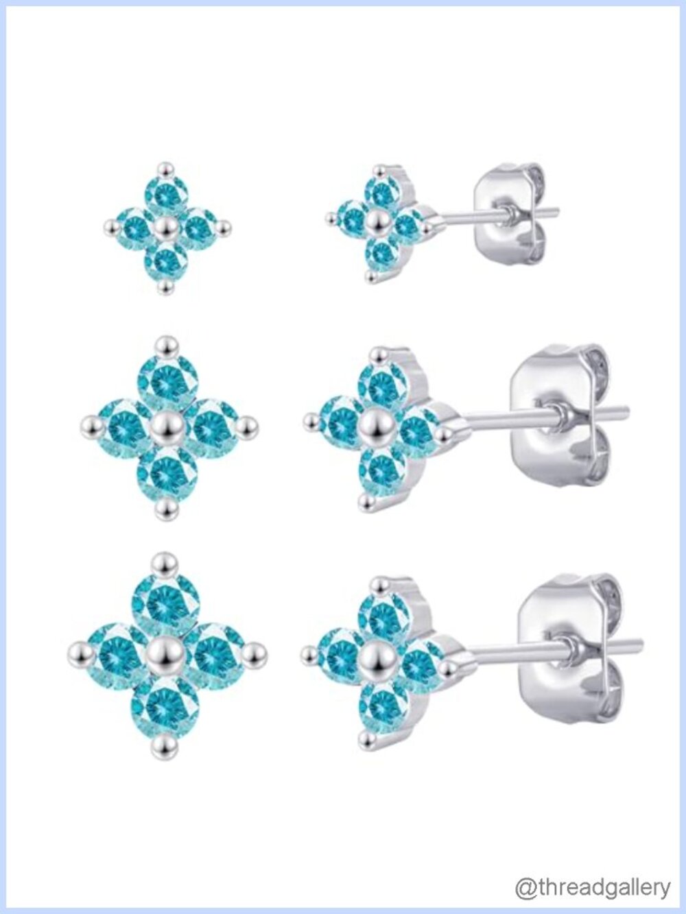 14K Gold Plated Birthstone Clover Stud Earrings Flower Set